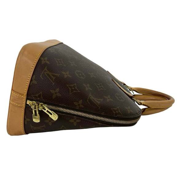 LOUIS VUITTON Authentic Brown Monogram Leather Alma Boston Bag